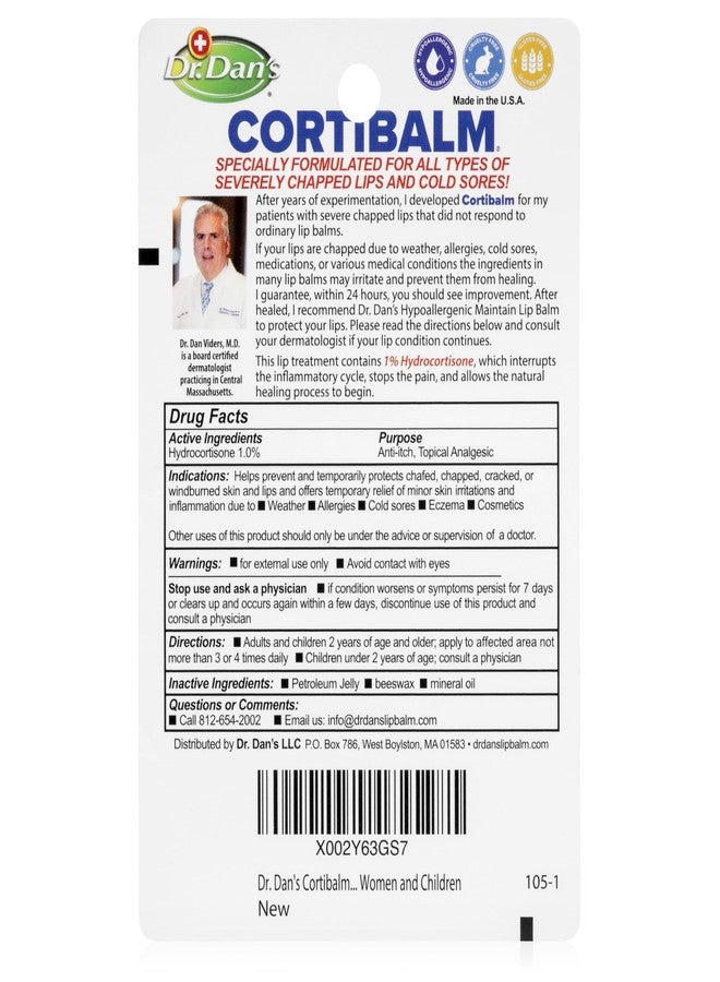 Dr. Dans Dr. Dan's Cortibalm -1 pack-for Dry Cracked Lips - Healing Lip Balm for Severely Chapped Lips - Designed for Men, Women and Children - Image 2